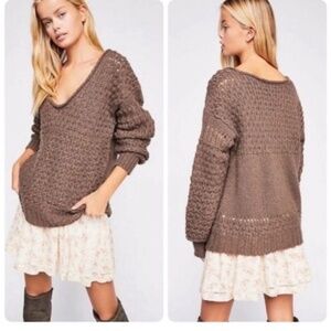 Free People Crashing Waves Chunky Knit Sweater Sz S